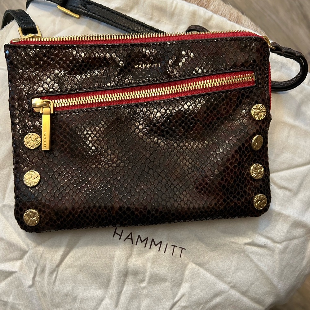 Hammitt Brown Crossbody Bag with Gold Accents